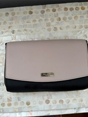kate spade Pink-Grey and Black Saffiano Flap Clutch